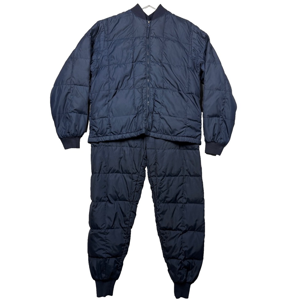 Vintage Gander Mountain Puffer Down Hunting Jacket (Medium) & Pants (Small) Blue